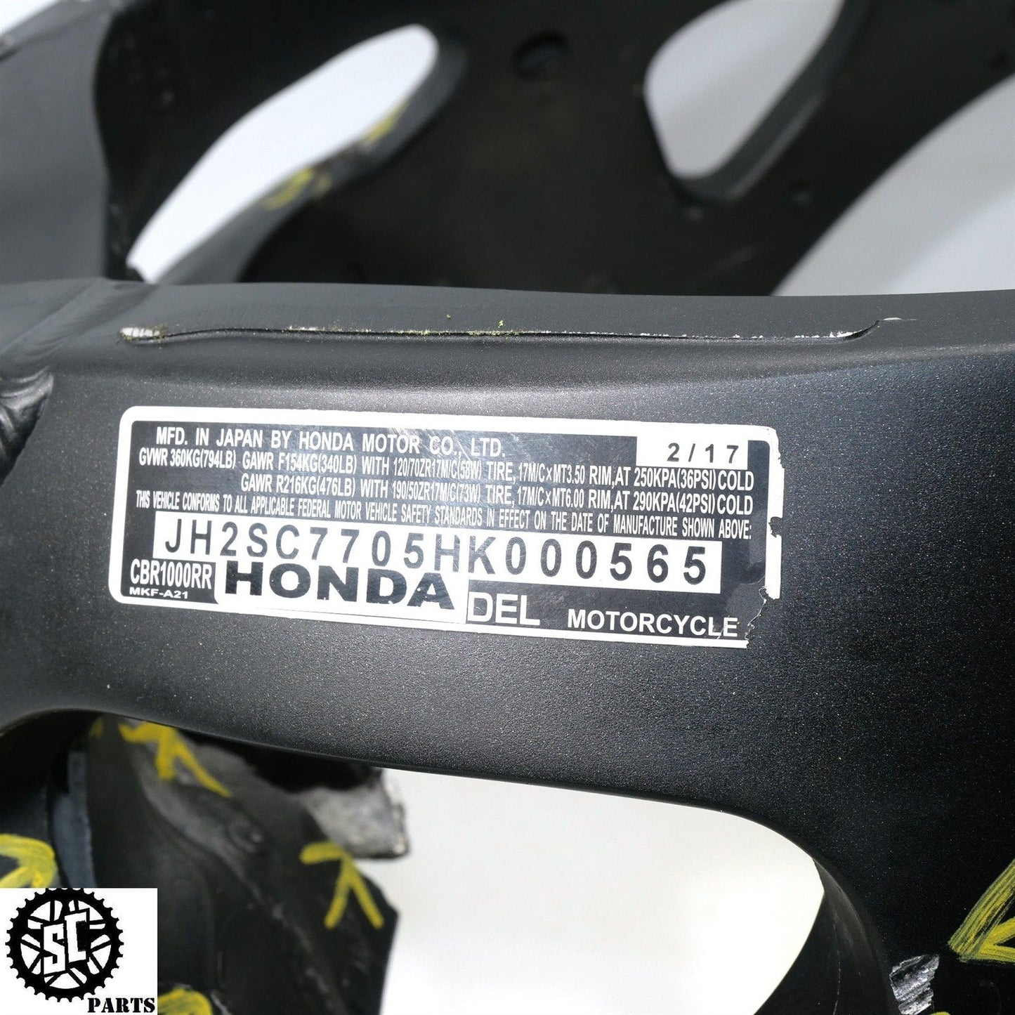 2017-2022 HONDA CBR1000RR MAIN FRAME CHASSIS *S* H44