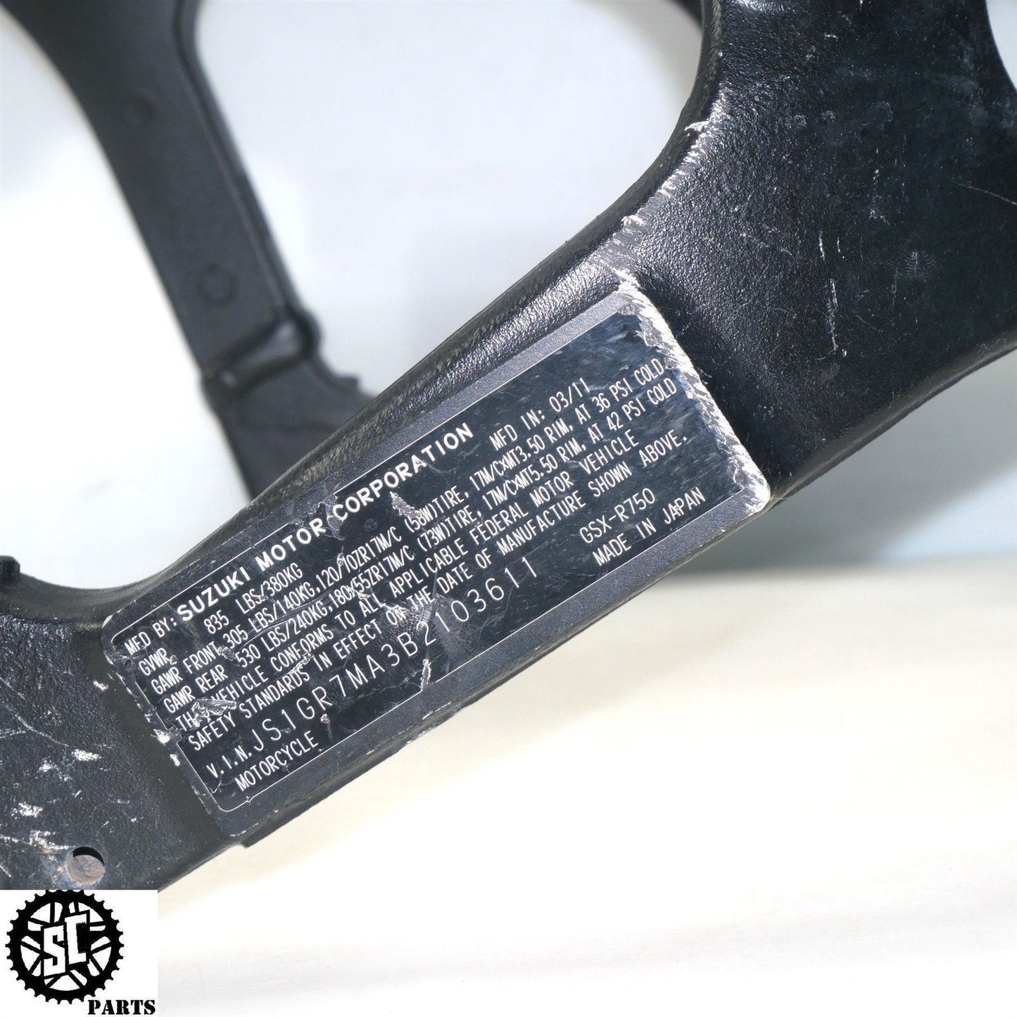 2011 SUZUKI GSXR600 FRAME CHASSIS *S* S07
