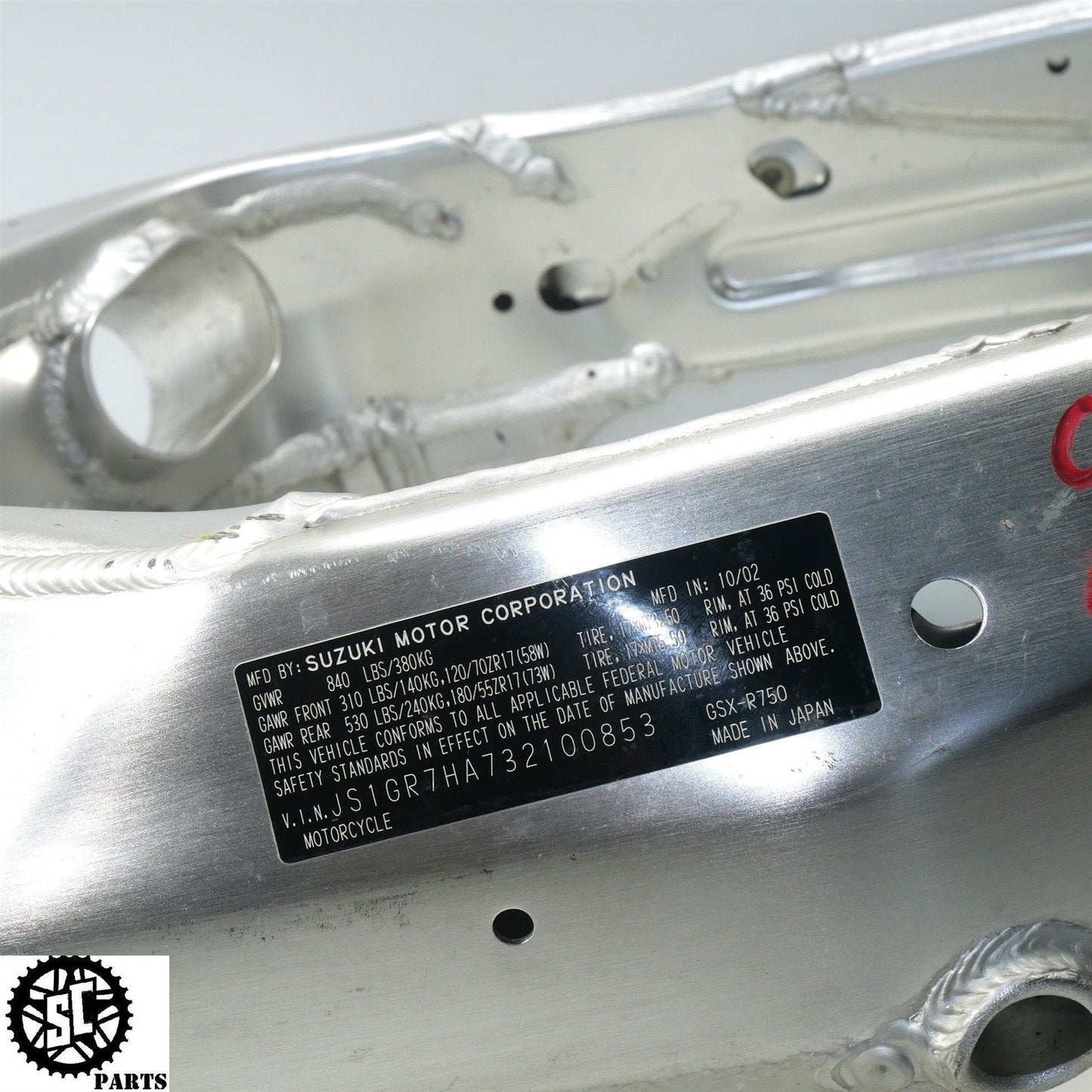 2003 SUZUKI GSXR 750 FRAME CHASSIS *S* S09