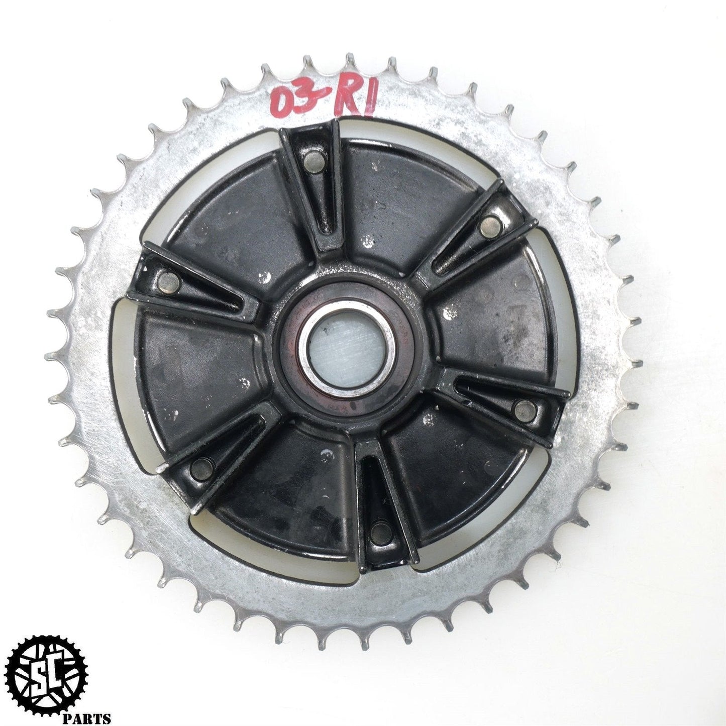 02 03 2003 YAMAHA YZF R1 REAR WHEEL HUB SPROCKET CARRIER Y40 - SALVAGECYCLEPARTS