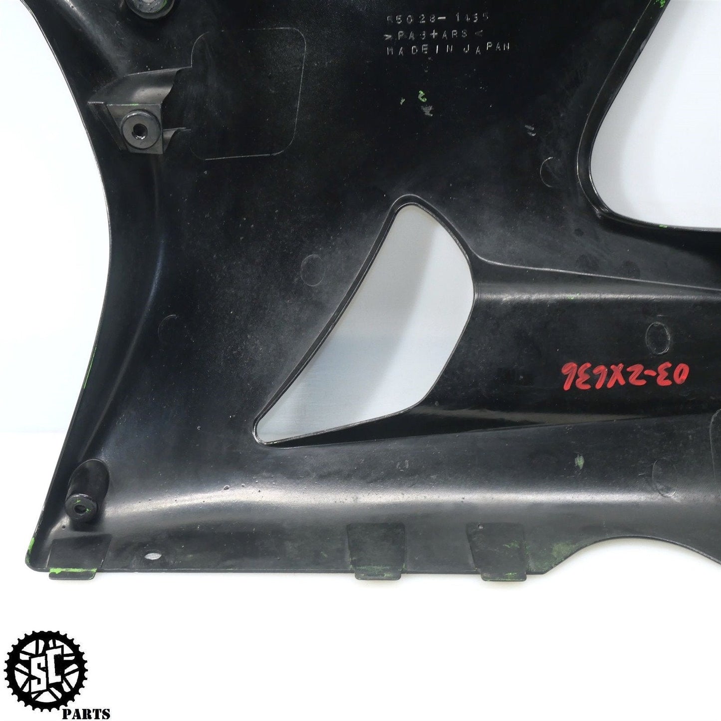 03 04 2003 KAWASAKI NINJA ZX6R 636 RIGHT SIDE MID FAIRING PLASTIC K07 - SALVAGECYCLEPARTS