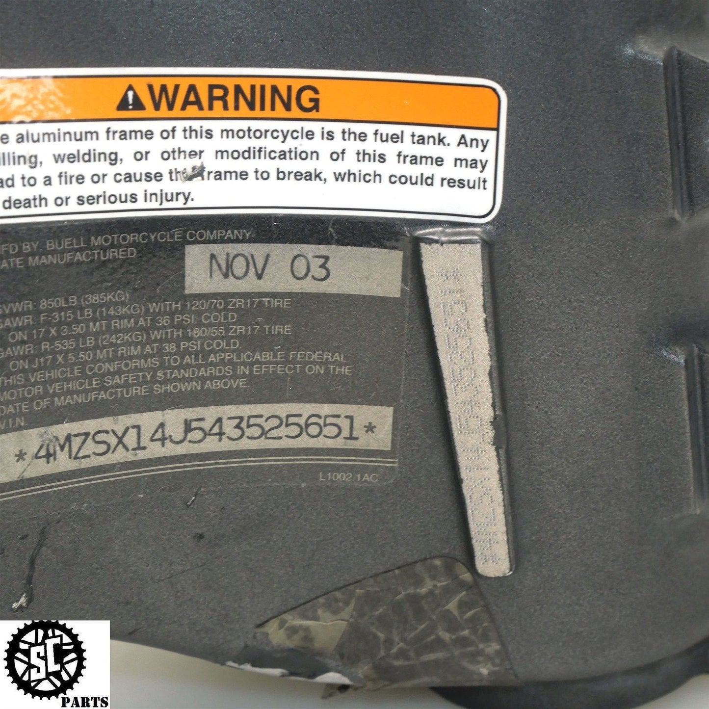 04 - 06 BUELL LIGHTNING XB12 FRAME CHASSIS *S* HB08 - SALVAGECYCLEPARTS