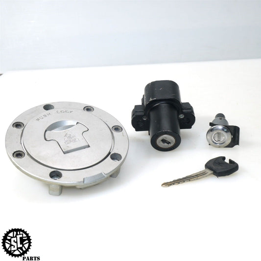 06 07 HONDA CBR1000RR IGNITION SWITCH LOCK SET KEY GAS SEAT H46 - SALVAGECYCLEPARTS