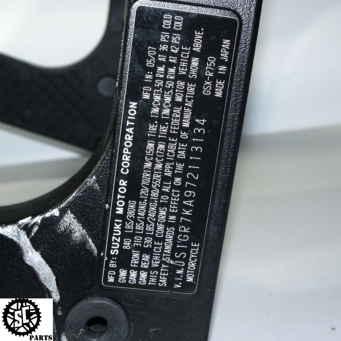 2007 SUZUKI GSXR 750 FRAME CHASSIS *S* S45