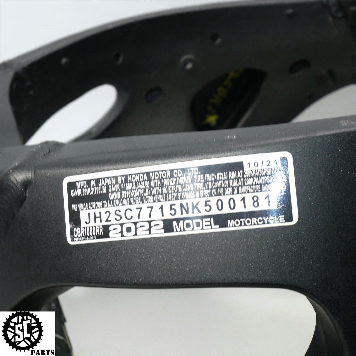 2017-2022 HONDA CBR1000RR MAIN FRAME CHASSIS *NR* OFF 2022 H40