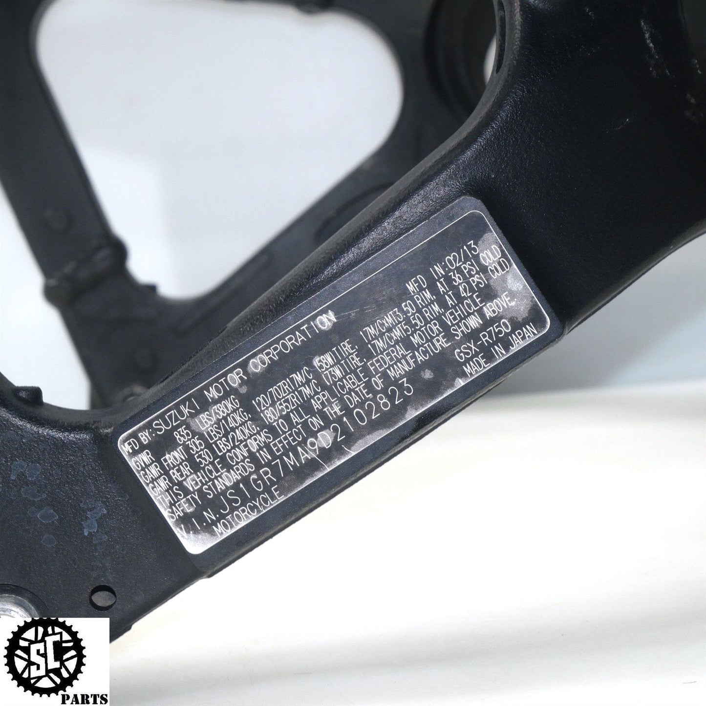 2013 SUZUKI GSXR 750 FRAME CHASSIS *S* S60