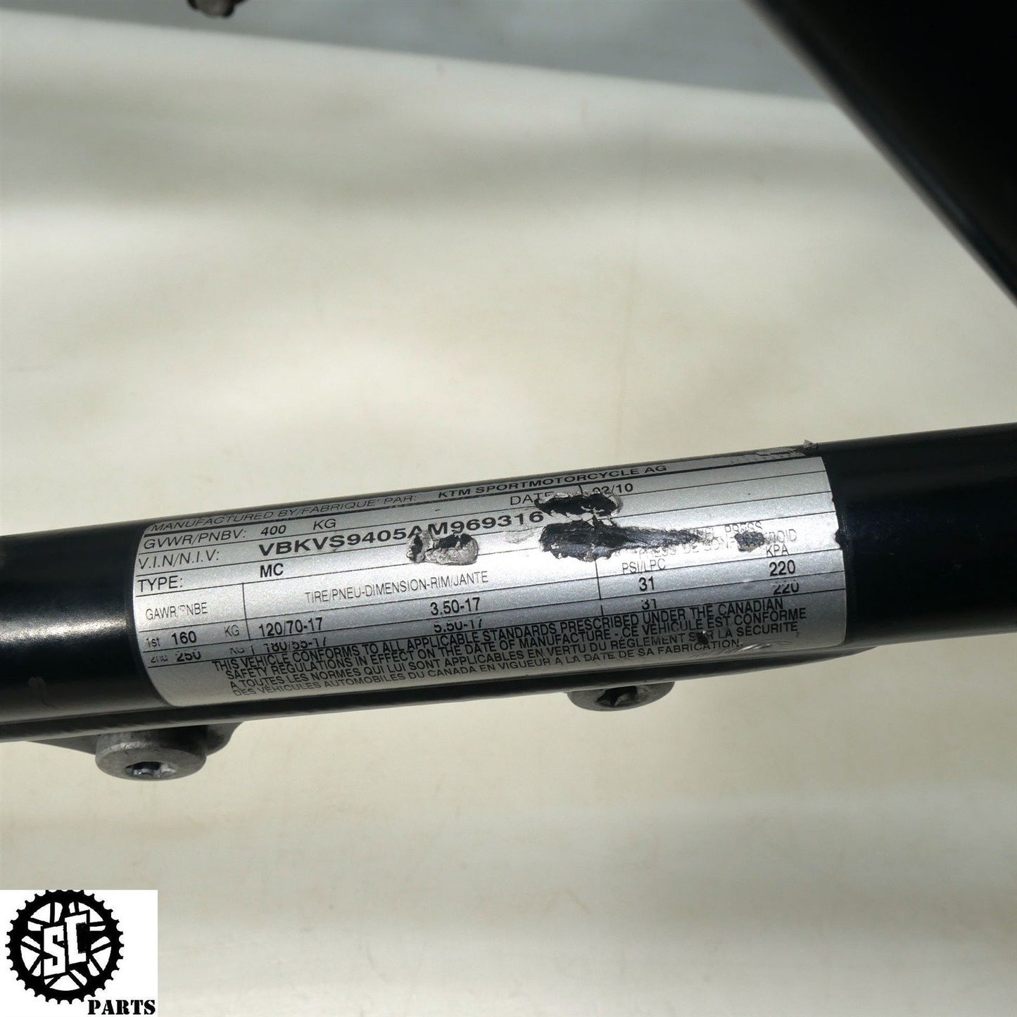 2010 KTM 990 SMT SUPERMOTO FRAME CHASSIS *C* KT01